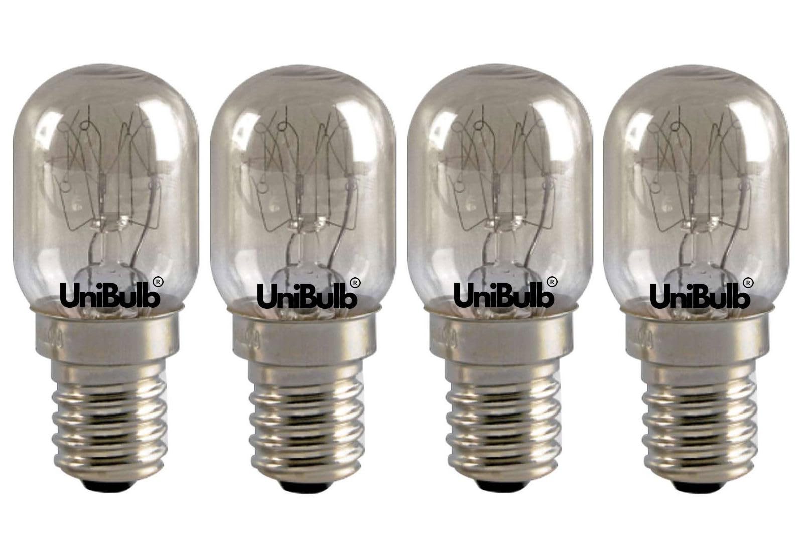 UniBulb E14 SES Halogen Fridge Light Bulbs, 60 Lumens, 15W, 2800K Warm White, Dimmable, Pack of 4