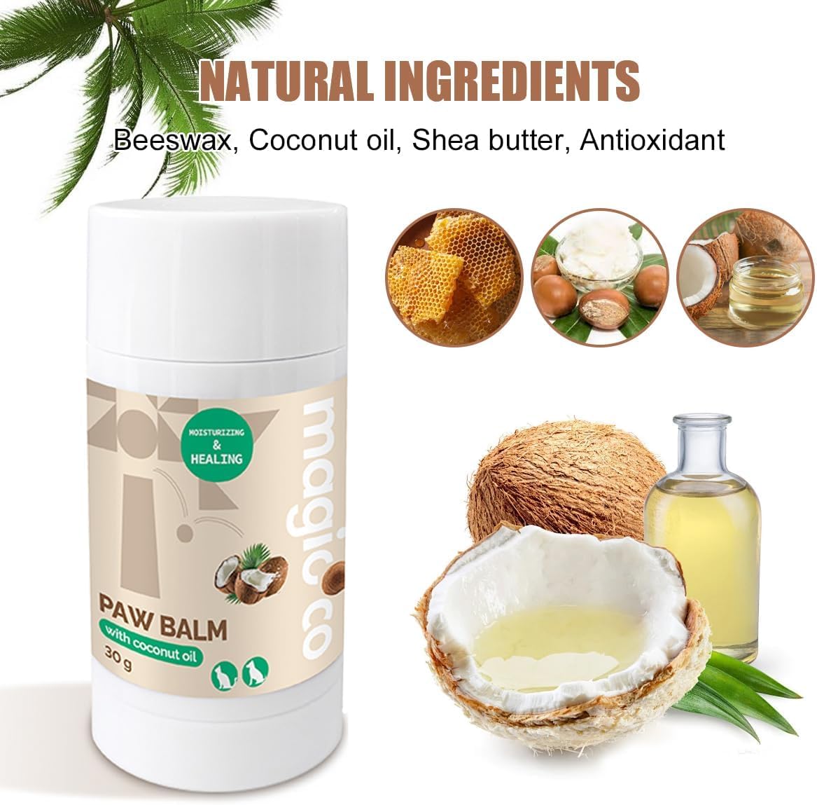 Magicoco Natural Coconut Oil Paw Balm for Dogs & Cats, Moisturising & Protective Paw Balm, Nose Balm,Vegan, Cruelty-Free, 30g - Image 4