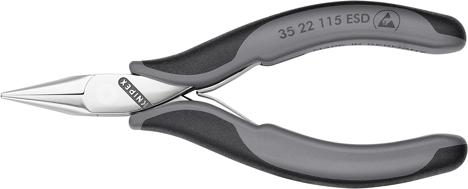 KNIPEX Szczypce ESD dla elektroników ze złączem wsuwkowym z osłonkami wielokomponentowymi 115 mm, 35 22 115 ESD