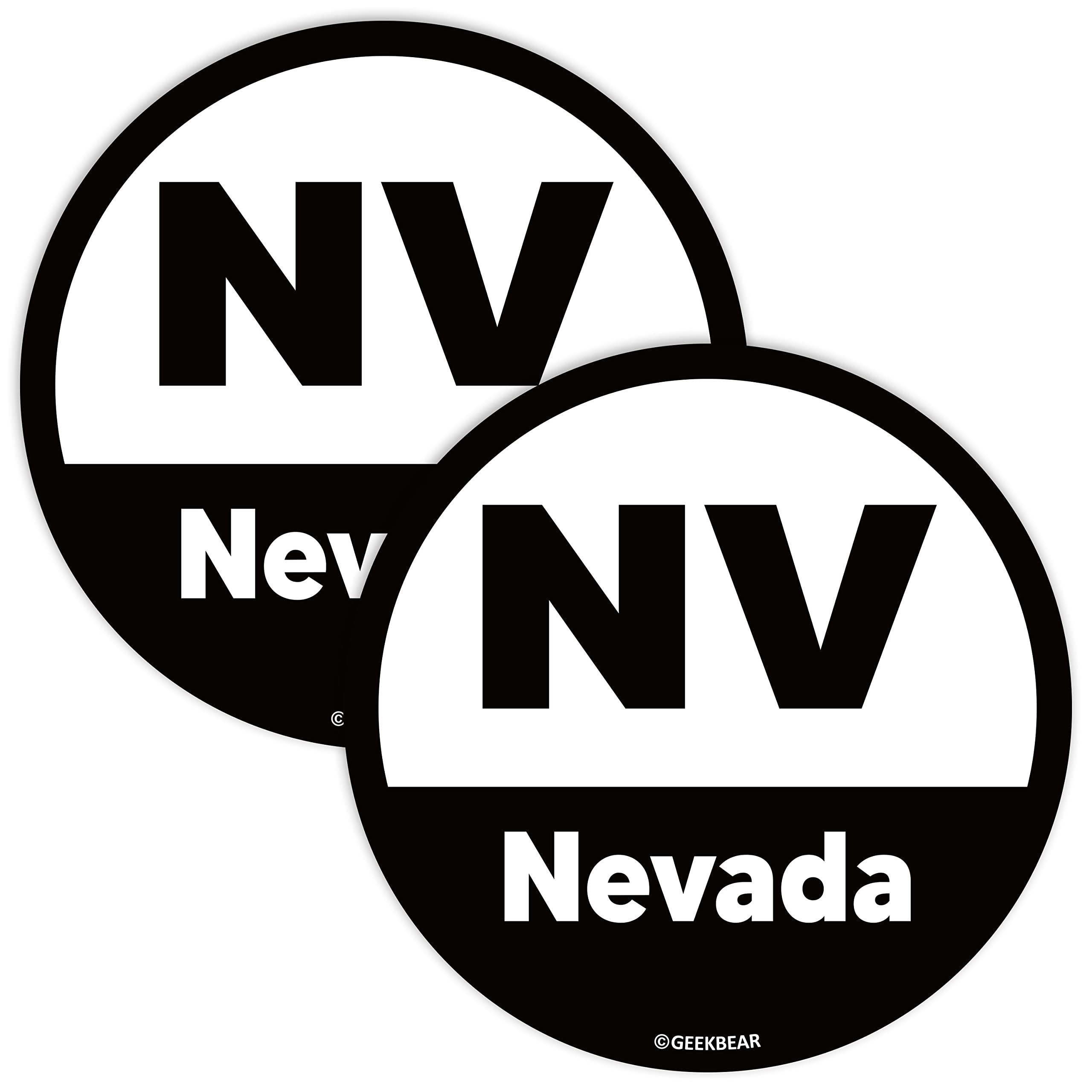 GEEKBEARUS State Car Magnet (Nevada, 2 Pack) - 4.7" Circular Shape