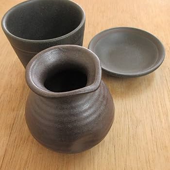 Amazon | 蕎麦猪口 薬味皿 そば徳利 セット 黒伊賀 業務用 22a494-37