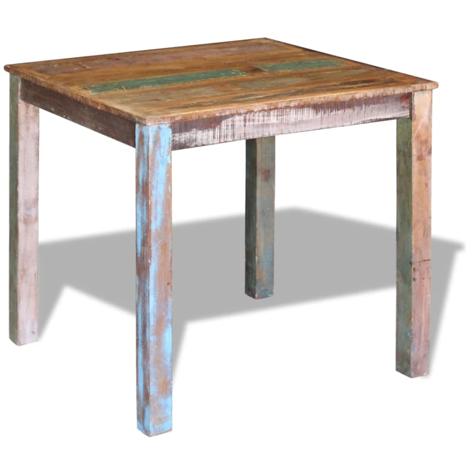 Homgoday Table de Salle à Manger en Bois de Récupération - Style Antique Multicolore - 80x82x76 cm