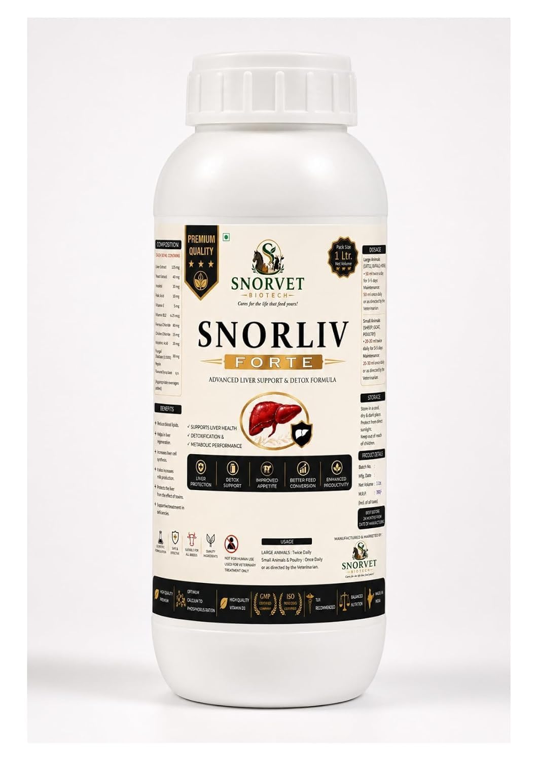 Snorliv Forte Advanced Liver Support & Detox Formula, 1 L | Liver Protection, Detox Support, Improved Appetite, Better Feed Conversion, All Breeds-image-6