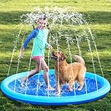 SLOOSH 60' Non-Slip Splash Pad Sprinkler - Outdoor Water Toys Play Mat for Toddlers Kids Dogs, Outside Thickened Sprinkler Pool Party Durable Backyard Fountain for Girls Boys Pets (60in, Blue)