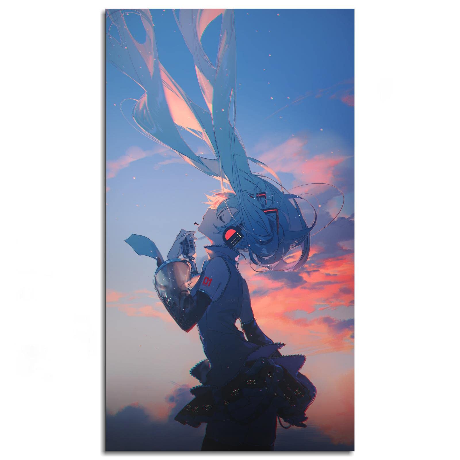 アニメポスター　ROLLING CRADLE 　印刷物　アート　アニメポスター Amazon｜Rella Anime Girls ブルーヘアボーカロイドポスター