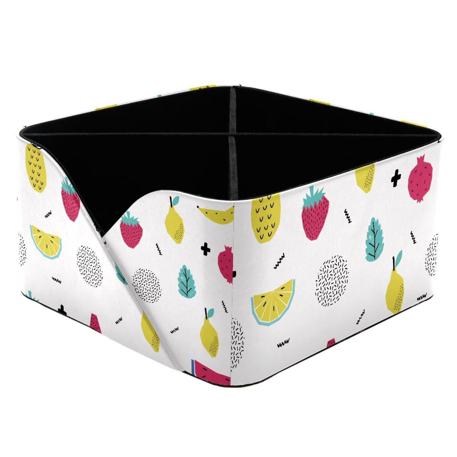 KengjuTesu Summer Watermelon Strawberry Pineapple Desktop Organizer Pen Holder, Rectangular Pencil Cup for Office, Study and Makeup Stations