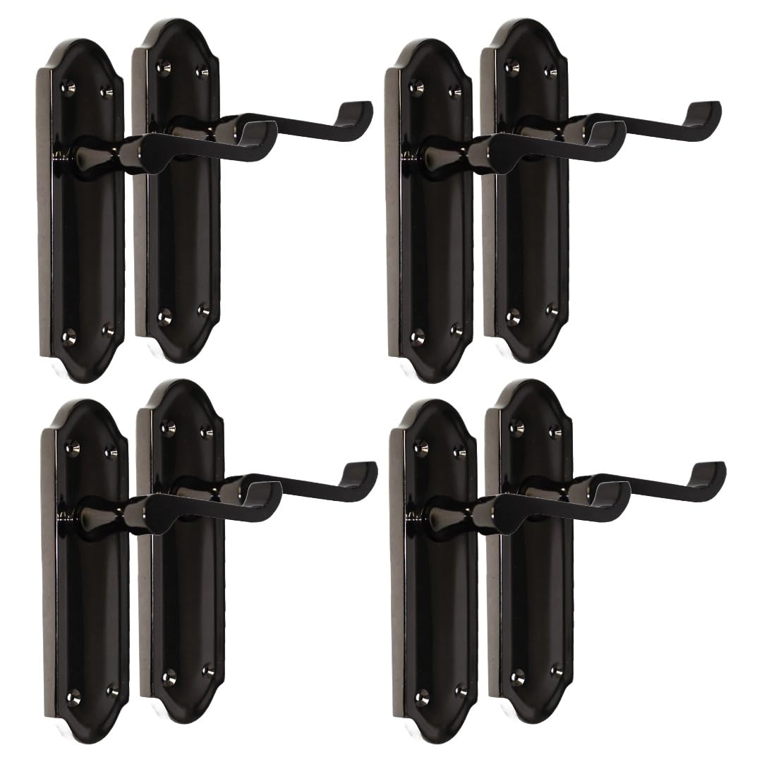 Epsom Door Handle – Ashford Black Nickel Internal Door Handles with Tubular Latch, Modern Black Door Handle Set for Internal Doors (170 x 48mm) (4 Pair of Handles)