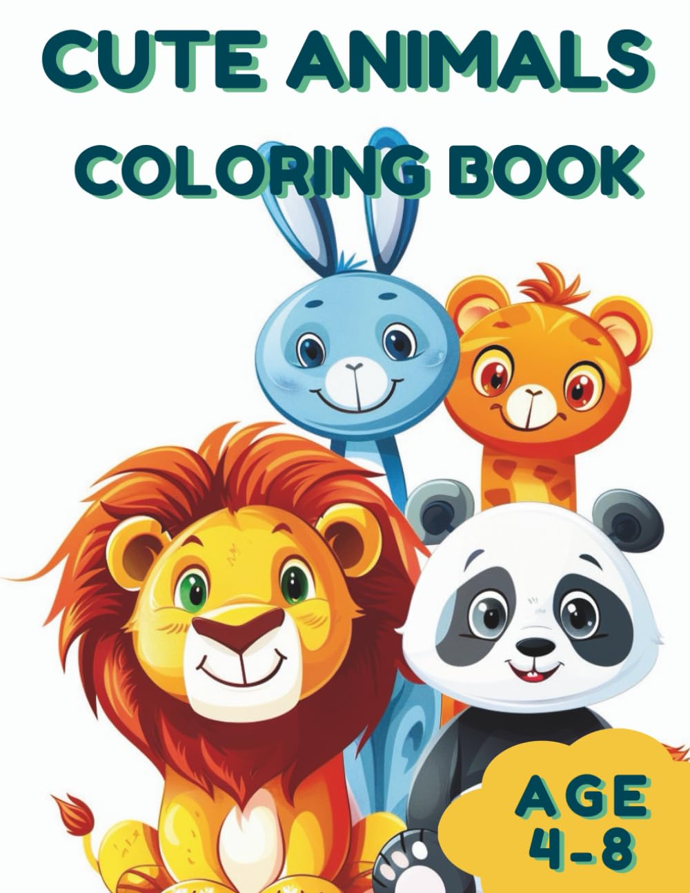 Cute Animals Coloring Book: For Kids Ages 4–8
