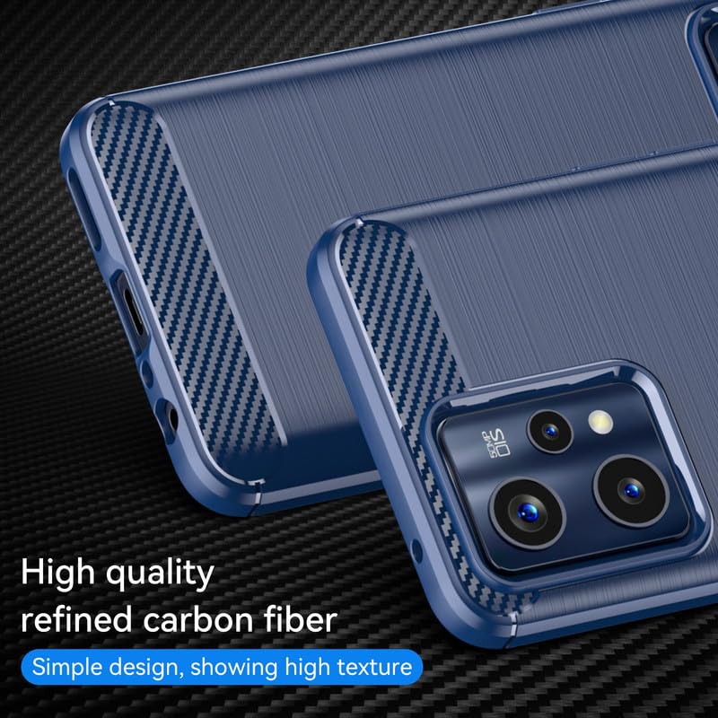Image of NPRC Hybrid Ultra Slim Protective Case TPU Non-Slip Carbon Fiber Texture Shockproof Case Cover for Realme 12 Pro Plus - Blue