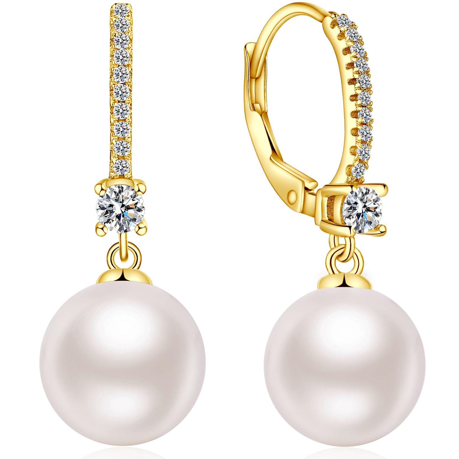 jiamiaoi Boucles D'Oreilles Perle Femme Argent 925, Boucle D'Oreille Perle Blanche Pendante Bijoux Femme
