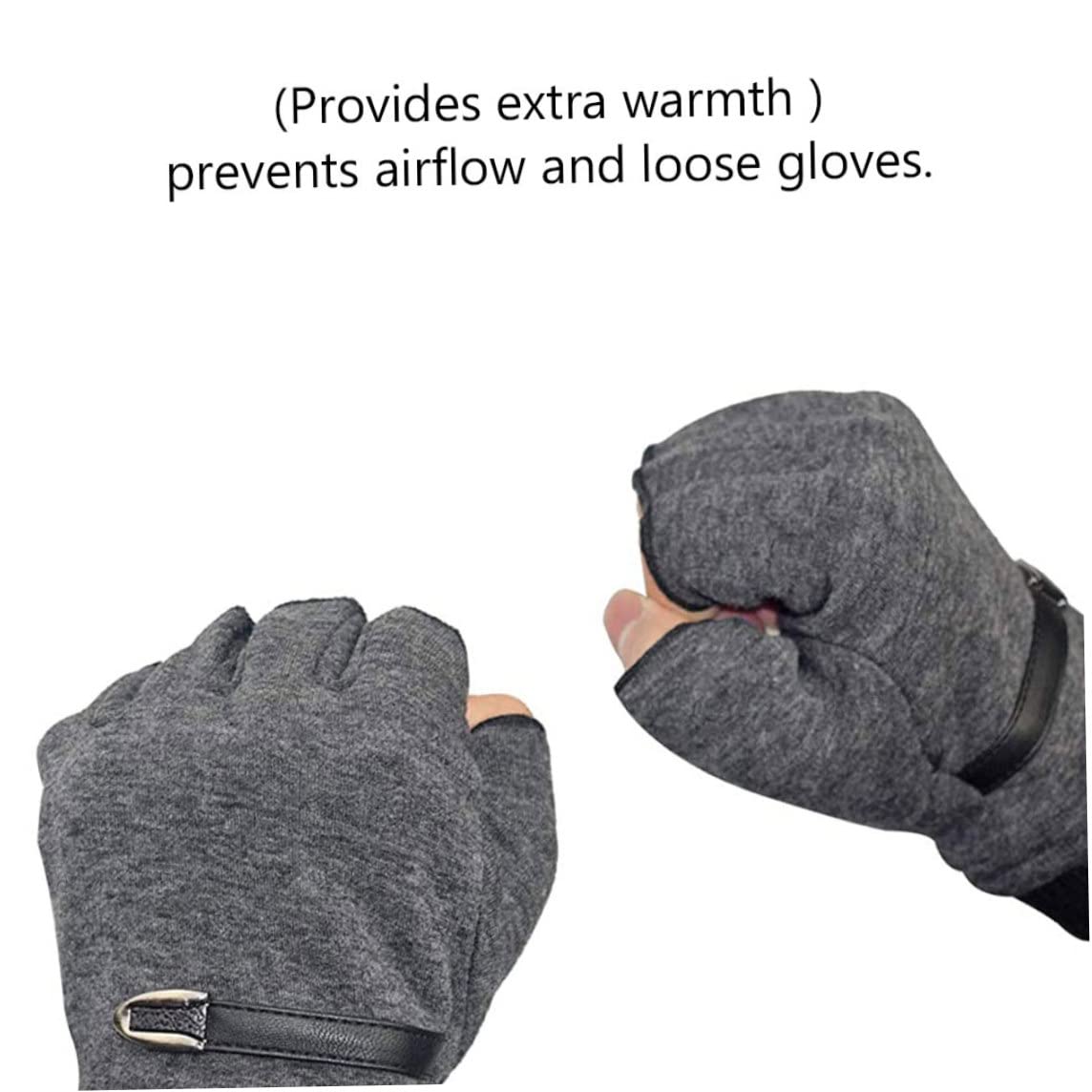 Guantes, Guantes térmicos, Guantes sin dedos Invierno Cálido Manopla de medio dedo Unisex for Ciclismo Moto Correr al aire libre Gris Negro 2 pares, Guantes de invierno, Guantes de medio dedo, Guantes