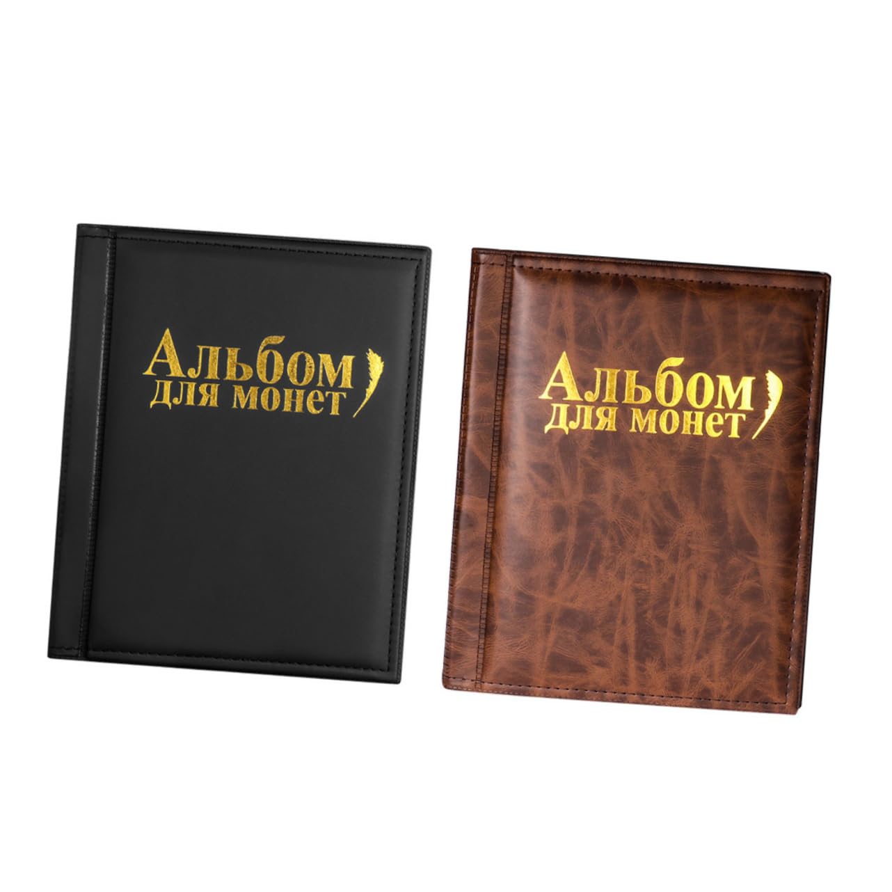 TEHAUX Album de Collection de Pièces de Monnaie 2 Pcs en Plastique PU