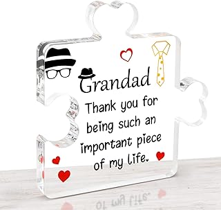 HONMOK Gifts for Grandad, Grandad Gifts from Grandchildren, Birthday Gifts for Grandad, Grandad Puzzle Piece Acrylic Plaque Gifts, Christmas Fathers Day Thanksgiving Day Presents for Grandad
