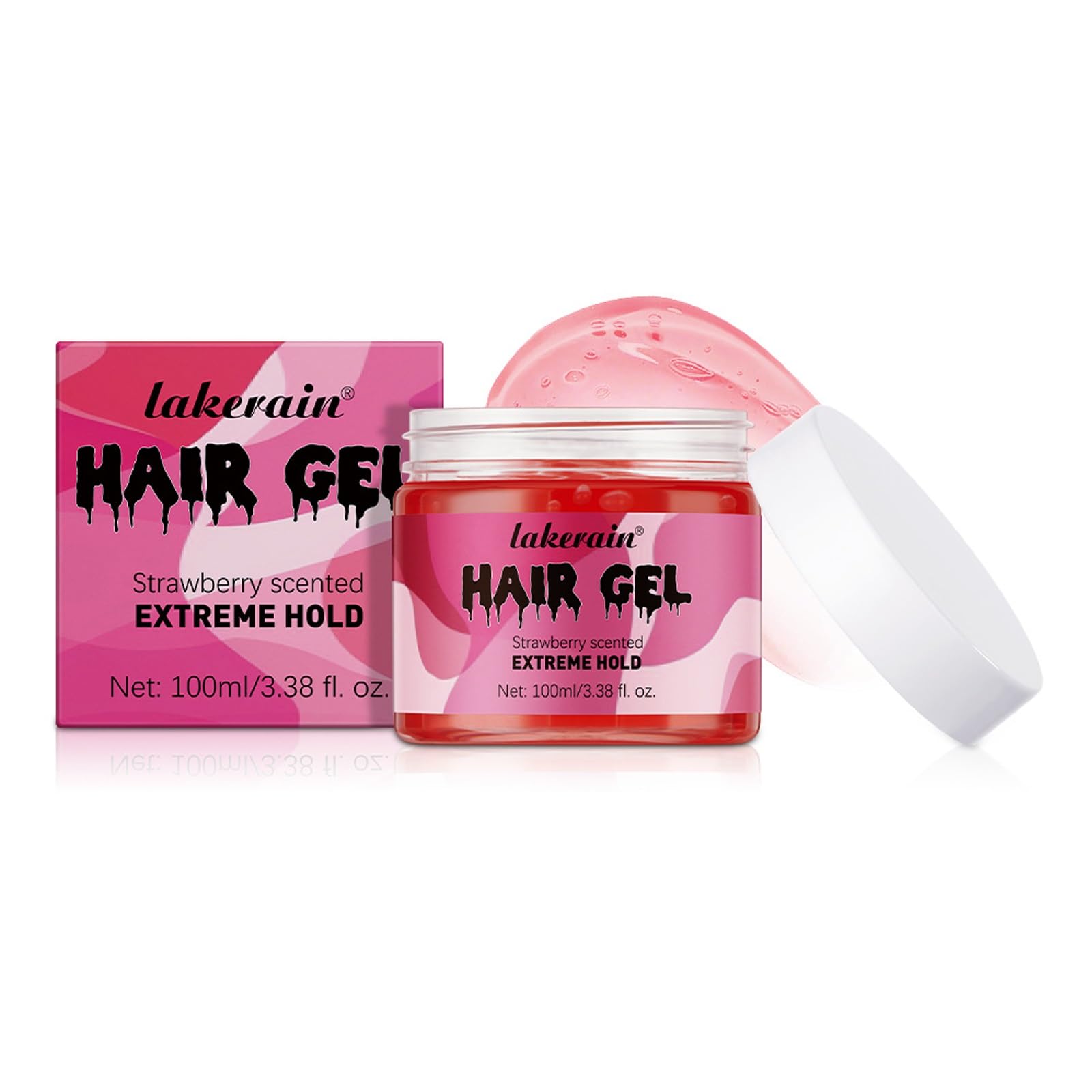 Hair Gel for Curly Hair, Extreme Hold Hair Gel, Styling Gel for Thick, Curly Hair, Travel Size, Strawberry-Flavored Braid Gel