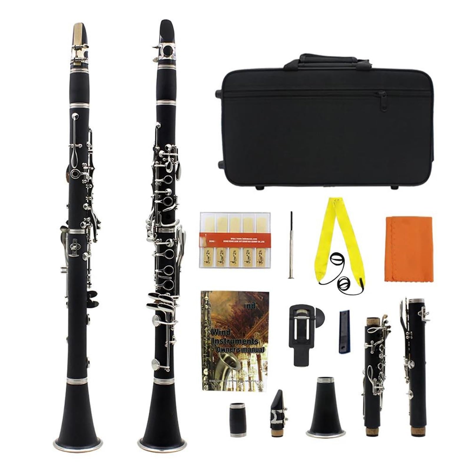 Buffet Clarinetto Sib Clarinetto Professionale Per Esibizioni In Concerto Clarinetto A 17 Tasti Con Kit Per Clarinetto Ance Accessori(White)