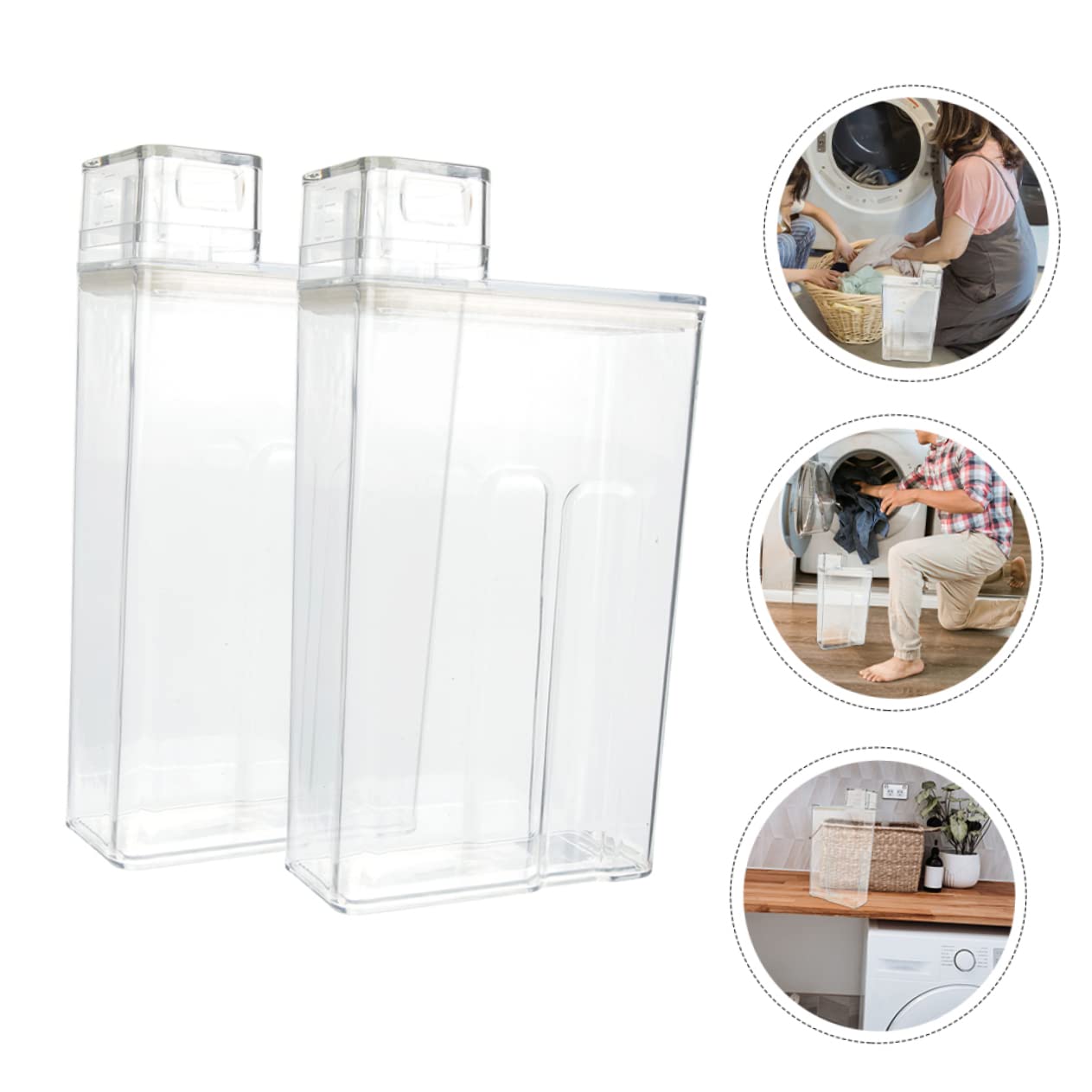 POPETPOP 2Pezzi Detersivo per Lavanderia Trasparente per Detergente Polvere Facile Usare e Conservare Design Creativo per Casa e Hotel
