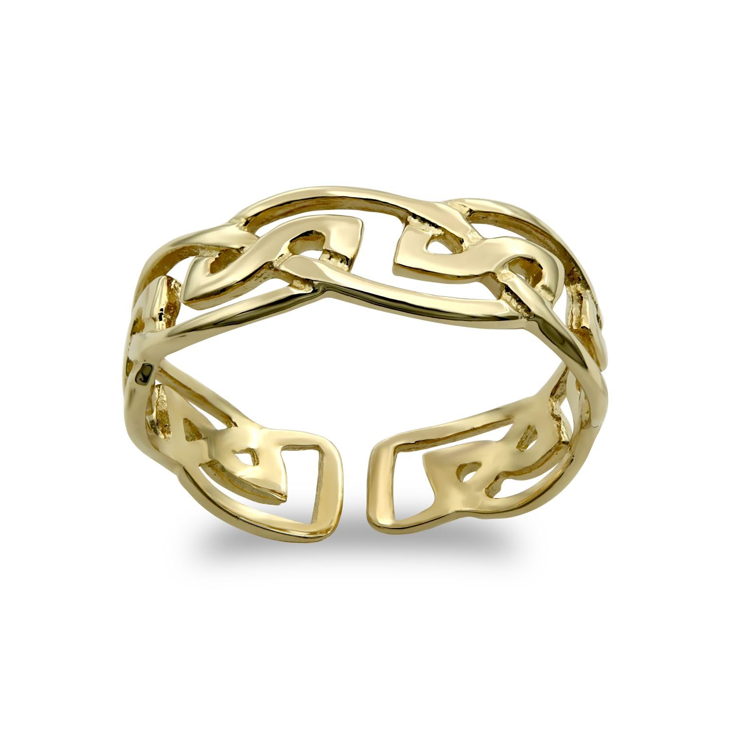 Ladies Solid 9ct Yellow Gold Intricate Celtic Filigree Band Open Toe Ring