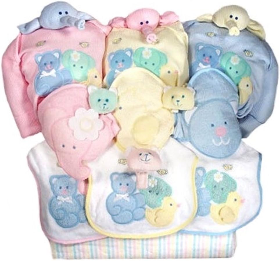Baby Shower Gift Basket for Triplets (pink/yellow/blue (shown))