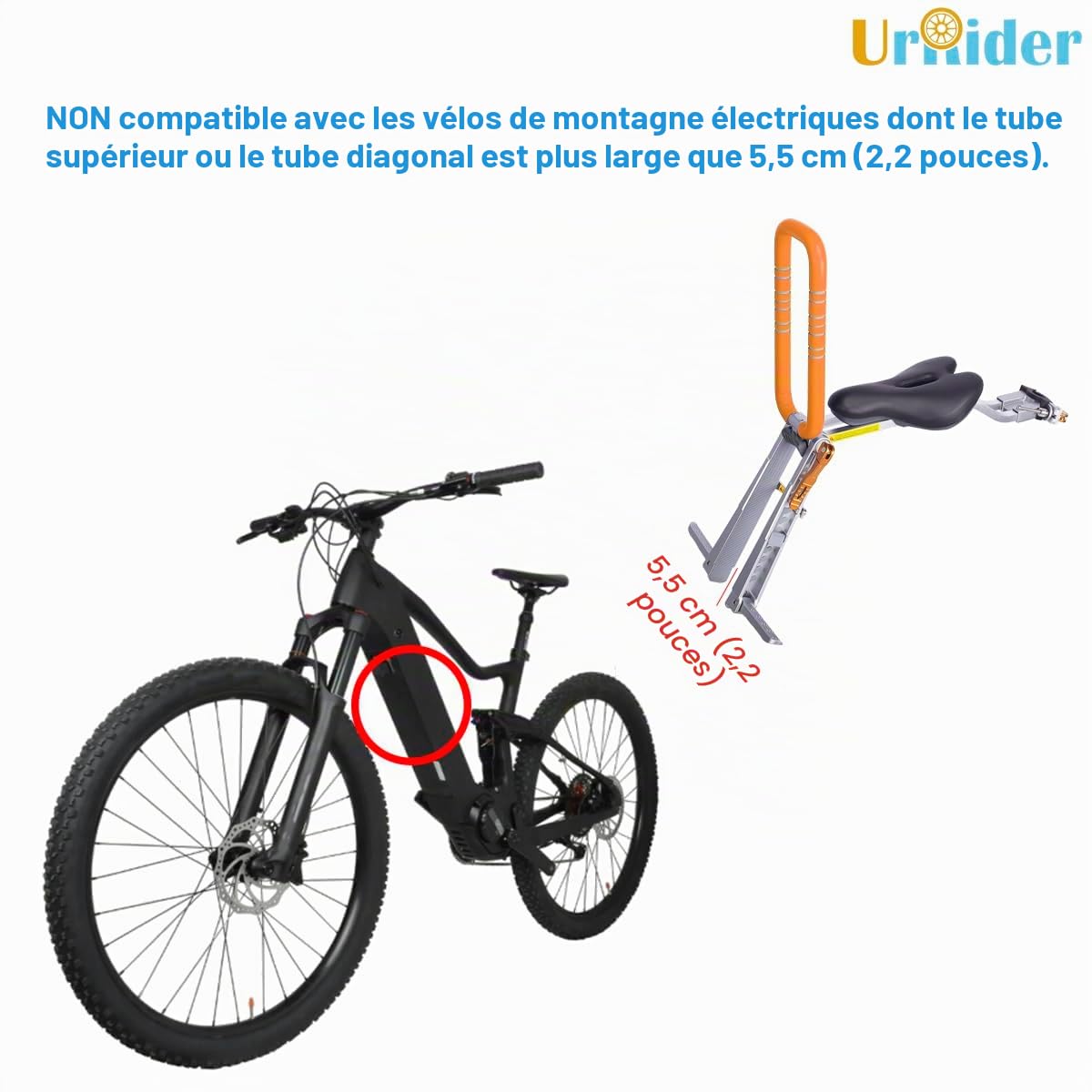 UrRider Kinderfahrradsitz, FR VTT, Cityrder, Faltrder, Kinderfahrradsitz vorne, Faltbare, Ultraleicht Tragbar, Werkzeuglos, Schnellspanner, Upgrade, FR Kinder Von 2 BIS 6 Jahren