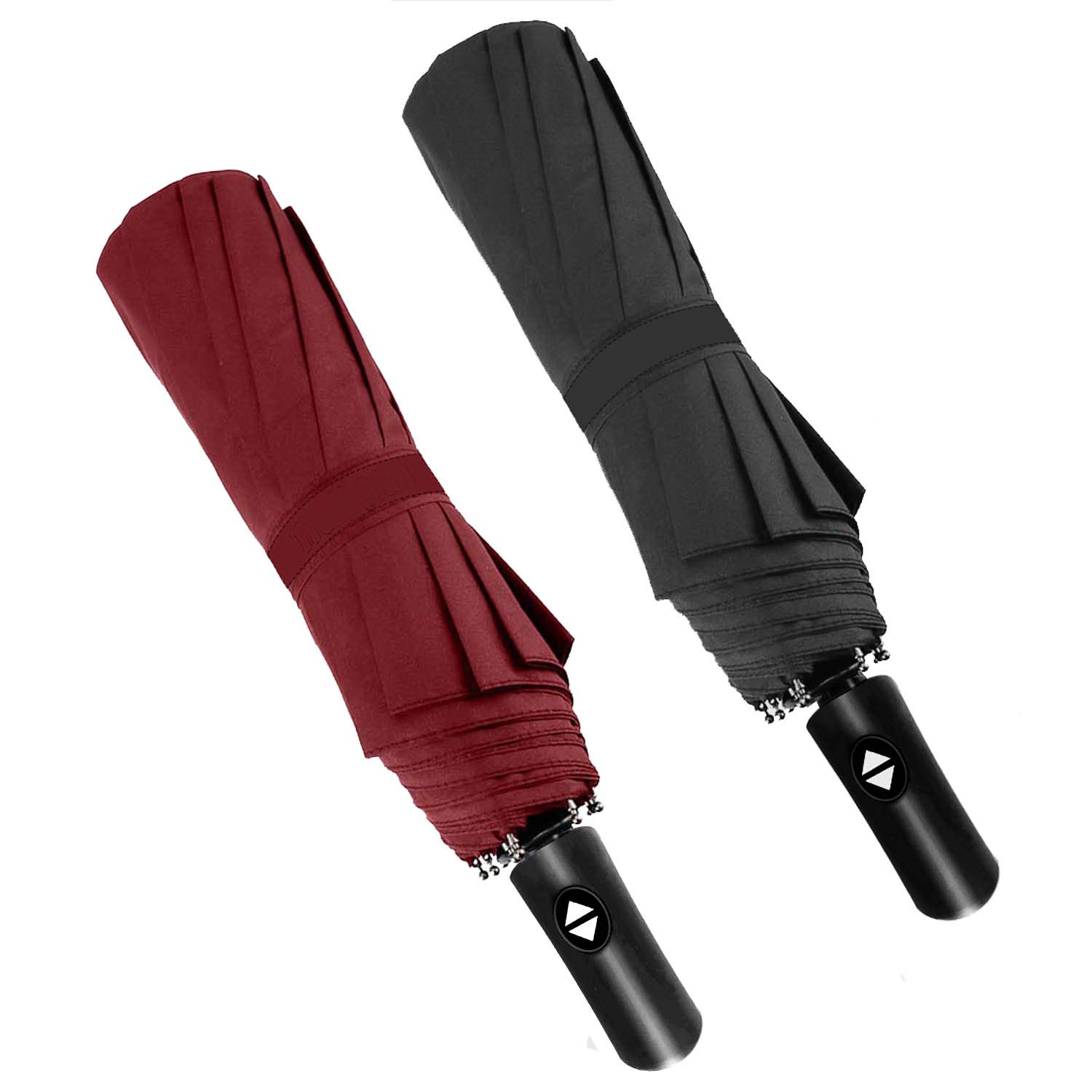 SIEPASAWindproof Travel Compact Umbrella, 8-Ribs Anti-UV Waterproof Folding Umbrella with Telfon Coating-One Button for Auto Open and Close