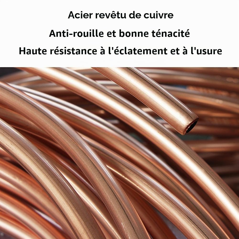 Tuyau de Frein en Cuivre 4,75mm (3/16") avec Revêtement - Kit de Conduite Auto 7,6m pour Carburant