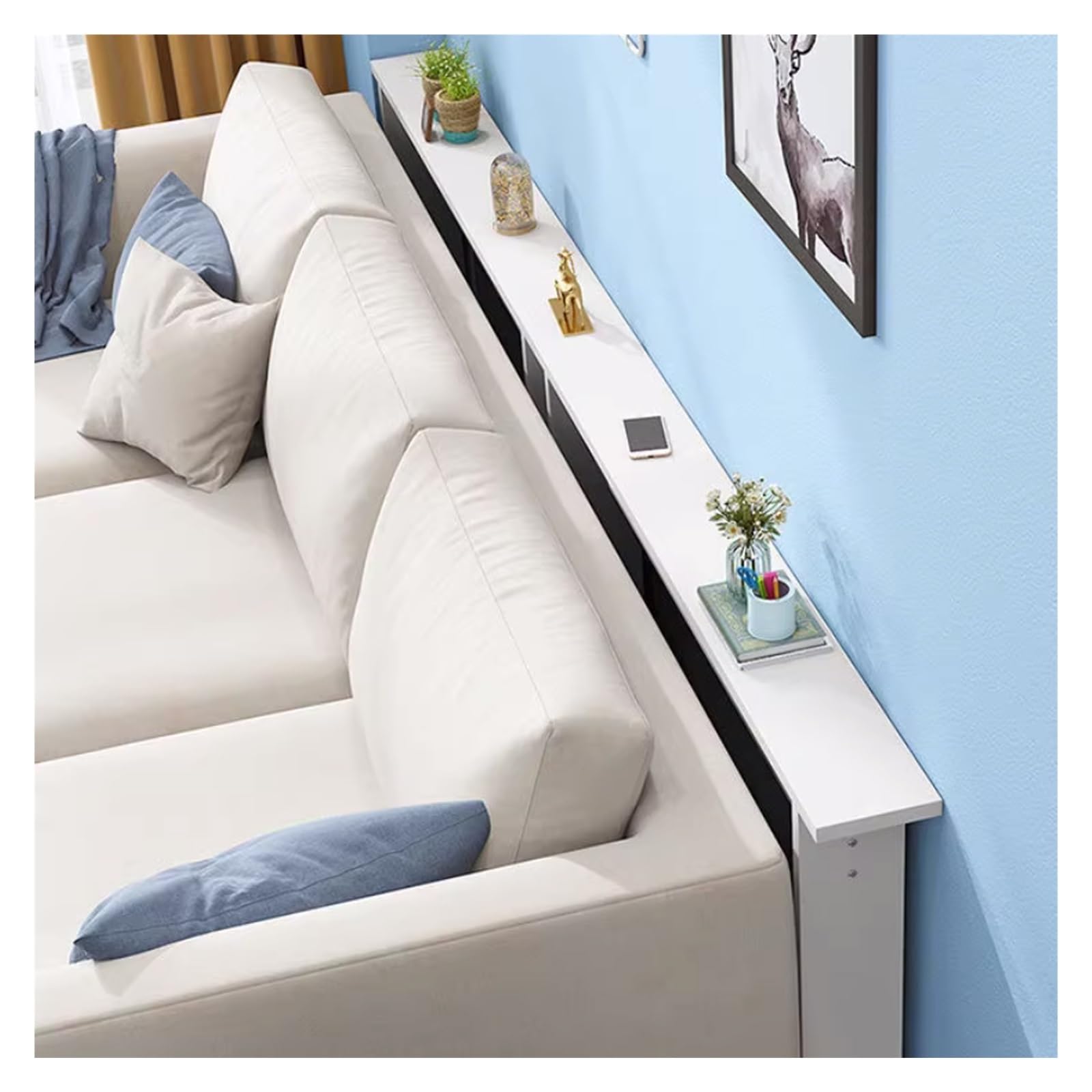 Tavolo sottile nero impermeabile, resistente ai graffi, facile da pulire, in legno spesso 1,5 cm, tavolo da ingresso stretto (bianco, 149,9 x 15,2 x 66 cm (lunghezza x larghezza x altezza)