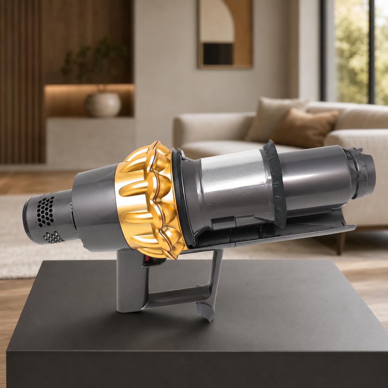 970142-02 - Carcasa principal del motor con ciclón compatible con Dyson V11 SV14 batería de tornillo, color dorado, equivalente a 970142-01