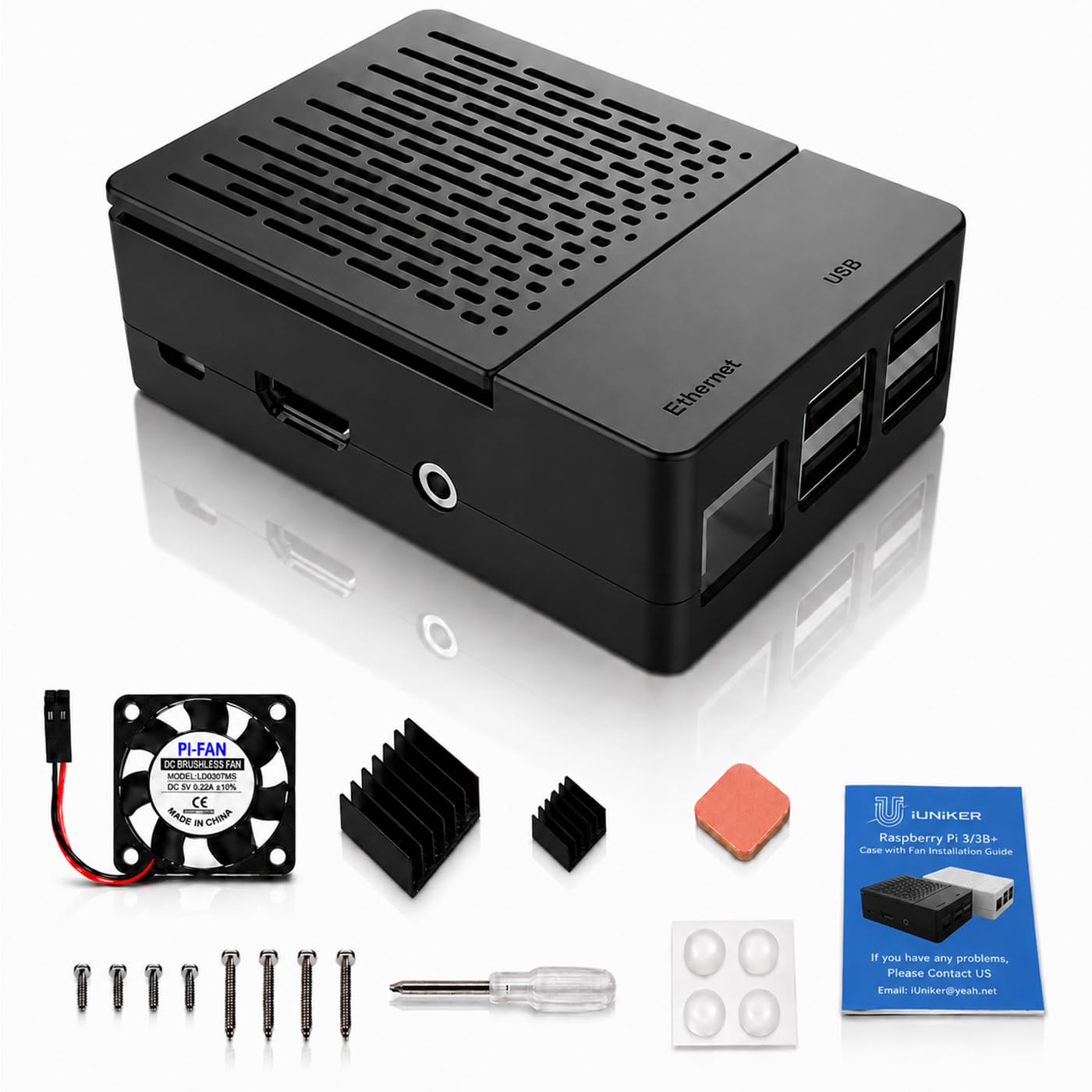 Raspberry Pi 3 Case, Raspberry Pi Fan ABS Case with Cooling Fan, Raspberry Pi Heatsink, Simple Removable Top Cover for Pi 3 Model B, Pi 2 Model B, Pi Model B+ (Black)-picture-17