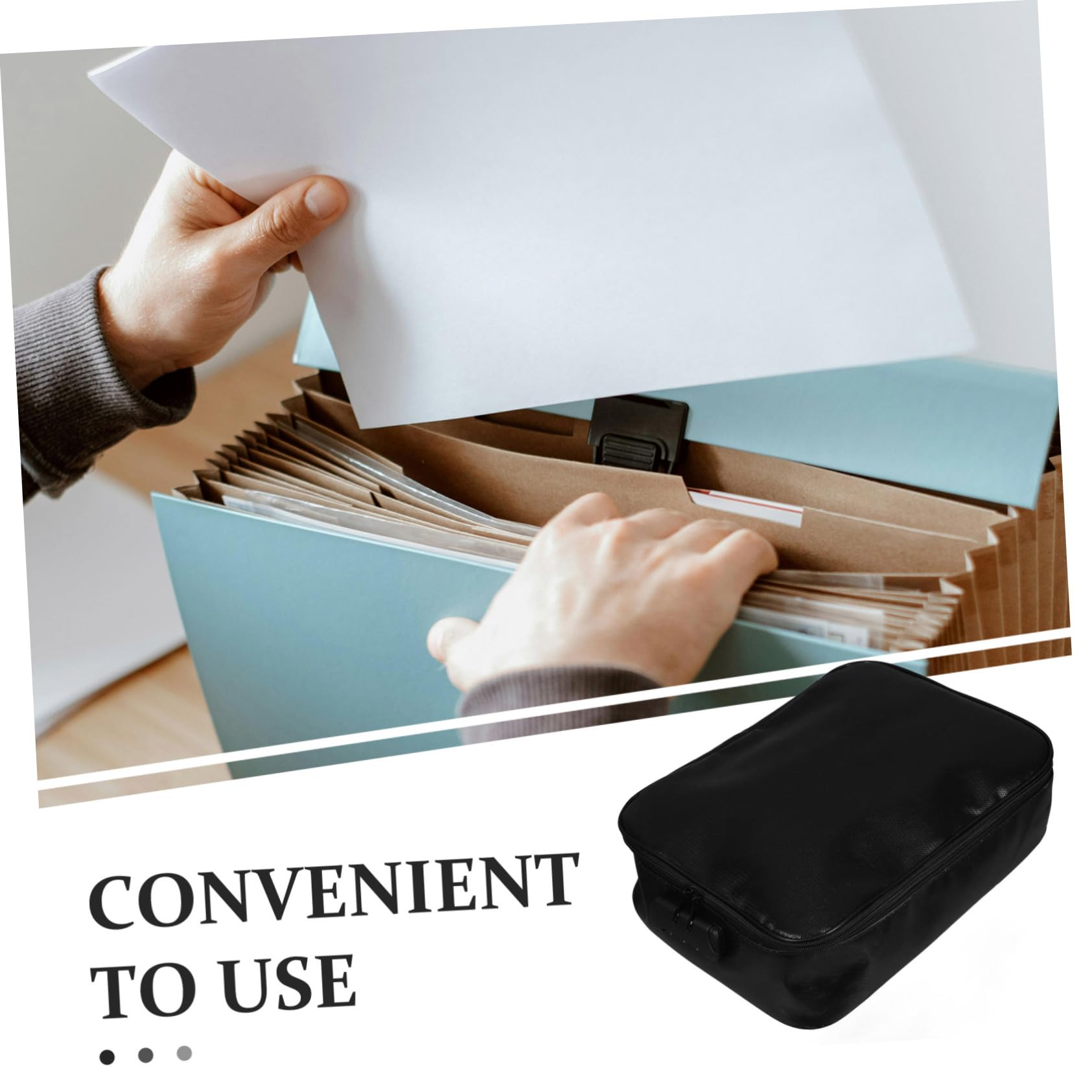 Busta Portadocumenti Ignifuga Multistrato in Fibra di Vetro Nera | Organizzatore per Viaggi e Uso Quotidiano, Design Elegante, Robusta e Affidabile