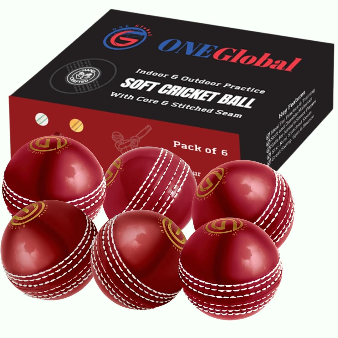 ONEGlobal Incrediball Soft Practice Cricket Ball | Outdoor & Indoor Rubber Cricket Ball With Core & Stitched Seam | For Practice, Honing Skills & Family Fun