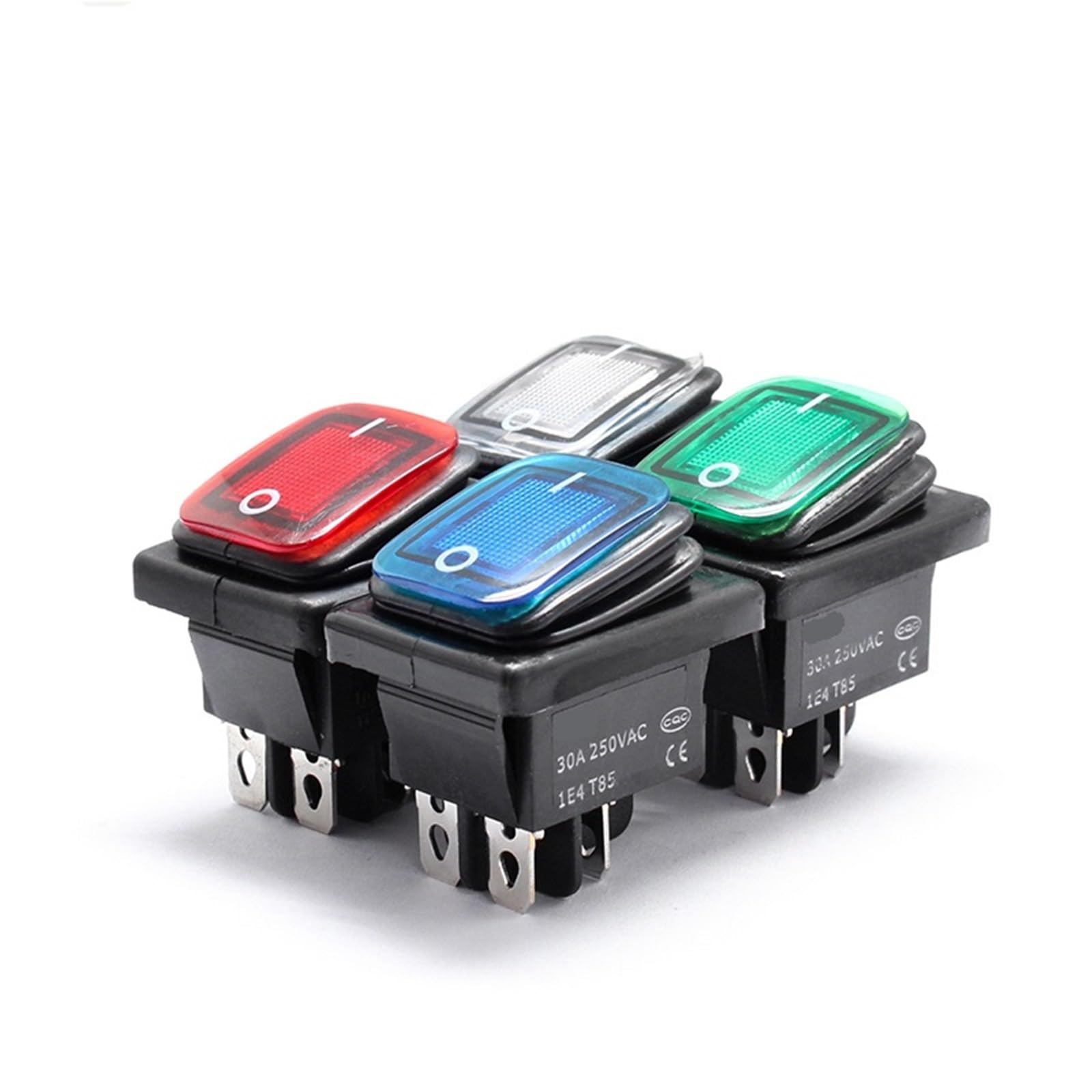 Interruptor basculante Kcd4 de alta resistencia, encendido y apagado, con punto de contacto plateado, pin de cobre, LED verde y rojo, 220 V, 30 A, 50 unidades(3,12v)