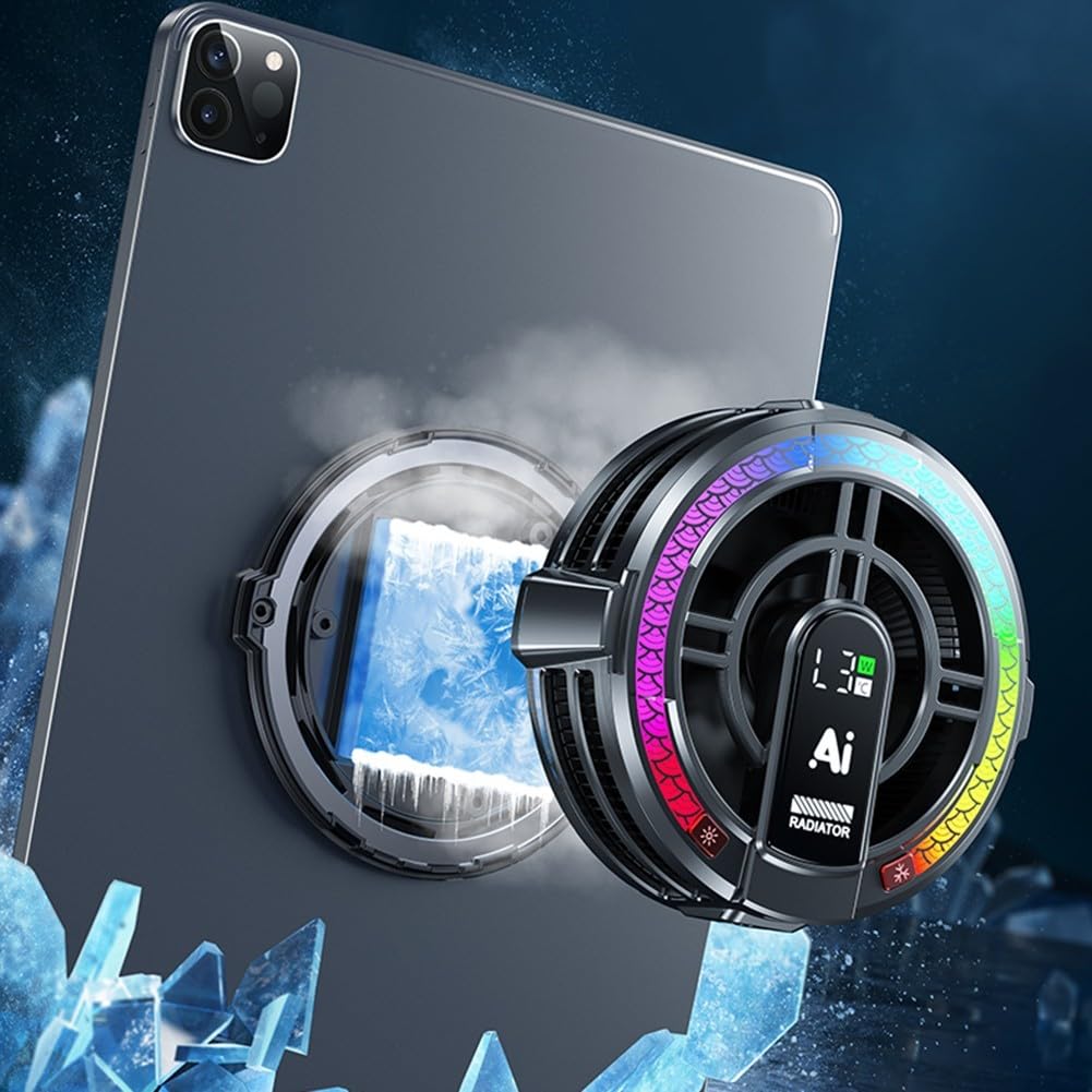 Enfriadores, ventiladores magnéticos de refrigeración para tabletas AI enfriador RGB portátil ventilador magnético de refrigeración de teléfono para juegos y transmisión