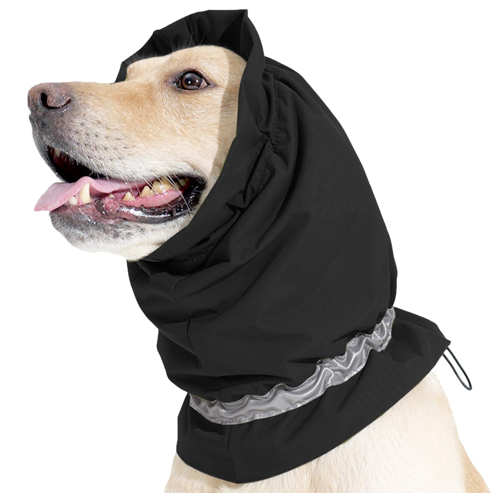 Dog Winter Ear Protector Waterproof Thermal Dog Snood with Reflective Strip Puppy Earmuffs Dogs No Flap Ear Wrap Pet Ears Neck Cover for Warm Winter Anxiety Relief Calming (Black, L)