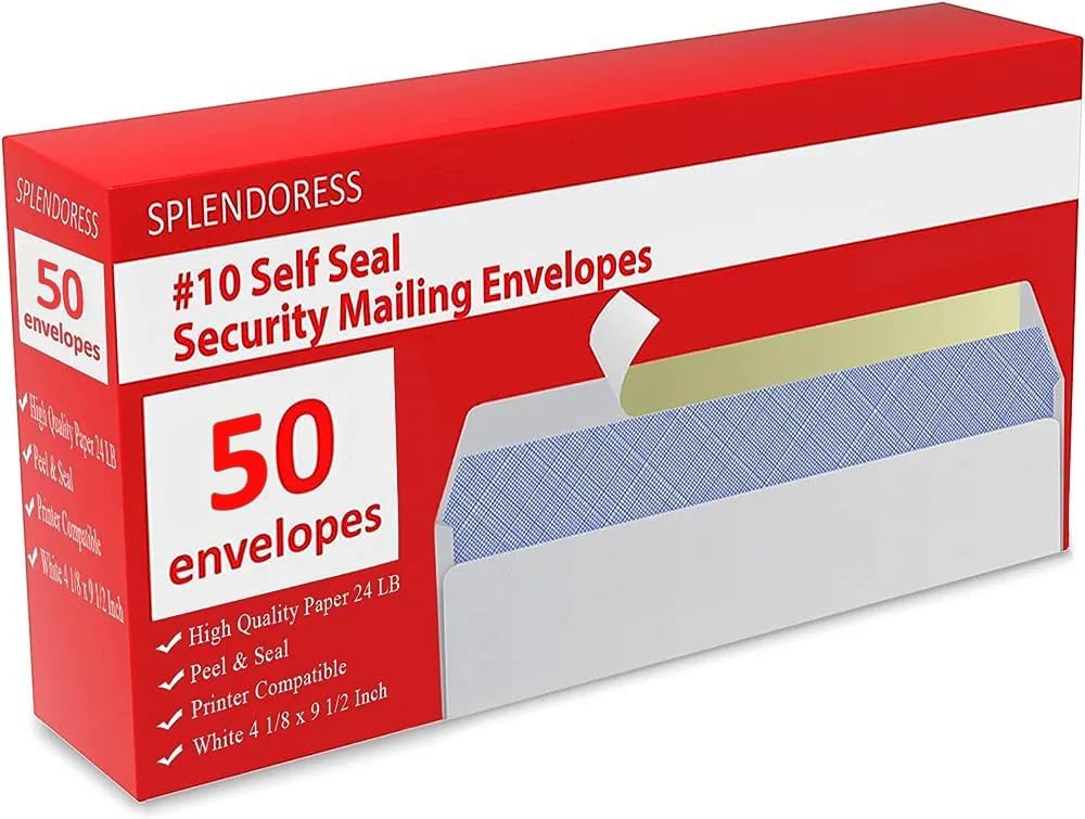50 Mailing Envelopes, Self Seal Letter Size, 10 White