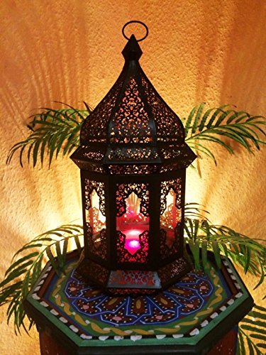 Orientalische Laterne aus Metall & Glas Wifaq Klar 40cm | orientalisches Windlicht schwarz mit Glas | Marokkanische… – Bild 6