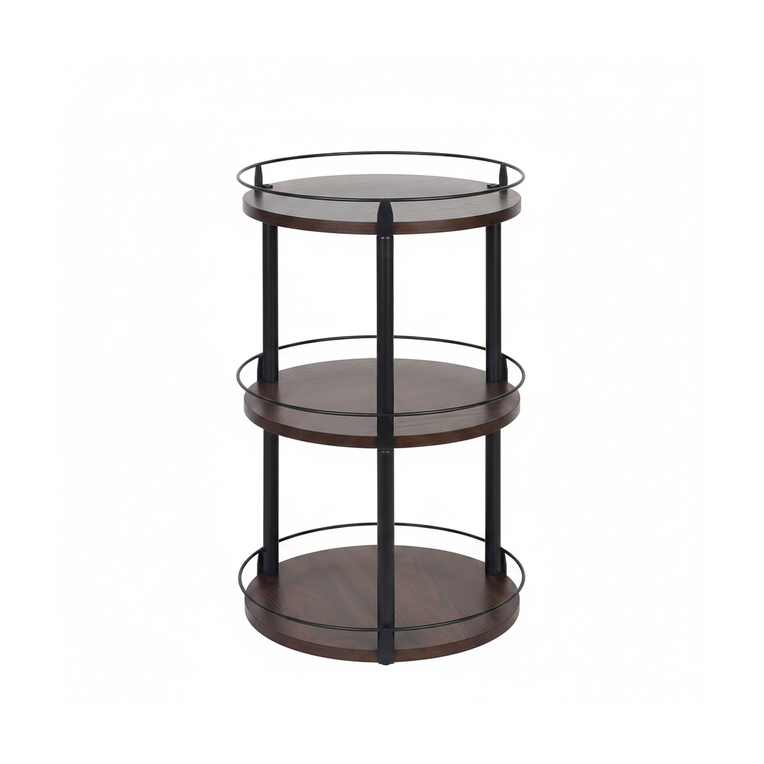Relaxdays portaspezie Girevole 360°, 3 Ripiani, Bordo anticaduta, 45×26 cm, per Olio & aceto, Marrone/Nero