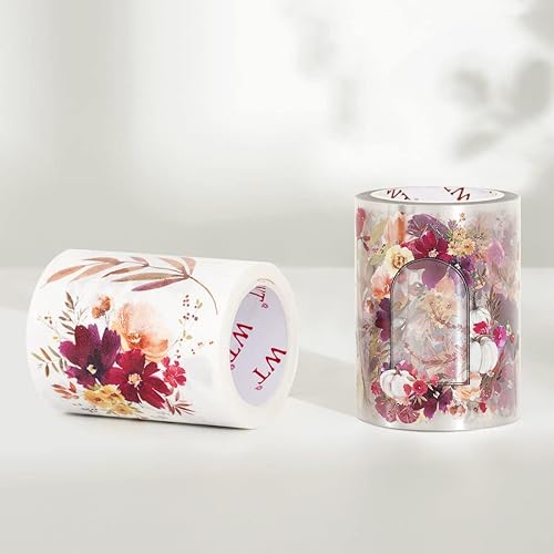 Miniatura 7 de WT Frosty Rose - Cinta ancha de PET, rollo individual, diseños originales, cinta decorativa floral, cinta transparente para manualidades para