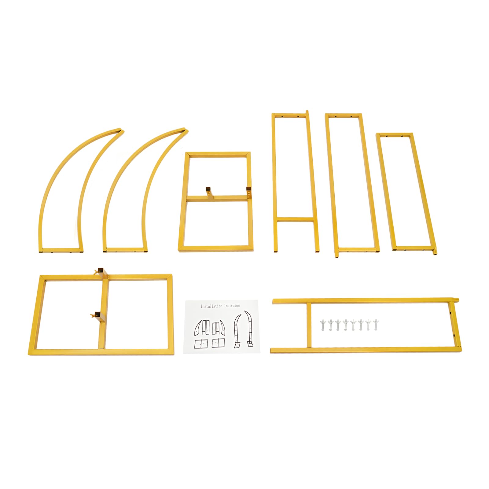 Set di 2 supporti per arco per matrimonio, arco di fiori a forma di mezza luna, supporto per sfondo in metallo, 2,1 m e 1,9 m, ideale per matrimoni, compleanni e feste (oro)