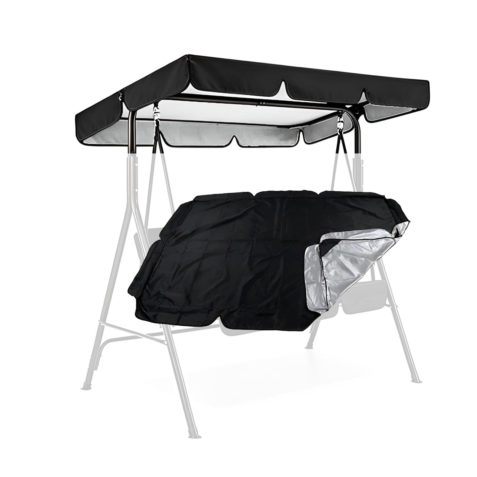 Toit de Balancelle de Jardin 2/3 Places, Universel Toile de Rechange pour Balancelle en Polyester, Imperméable et Anti-UV Housse de Rechange(190x132x15cm/75x52x6in)