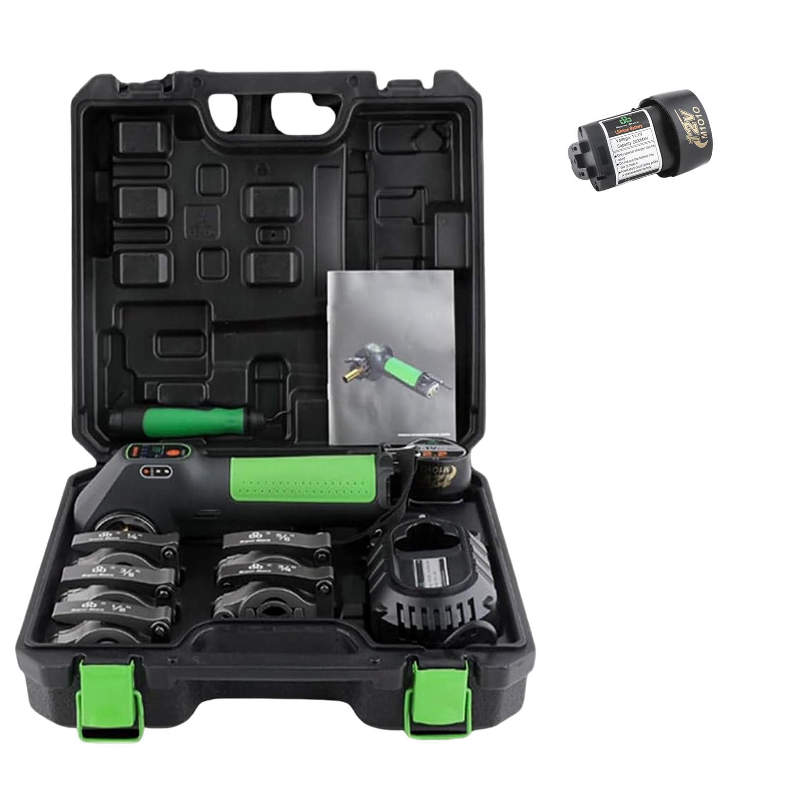 DzkZen Electric Copper Tube Expansion, 45° Offset Expansion, with 5 Flare Clips and Deburring Tool, 1/4"-3/4" HVAC Single Vent Tool 2batteries