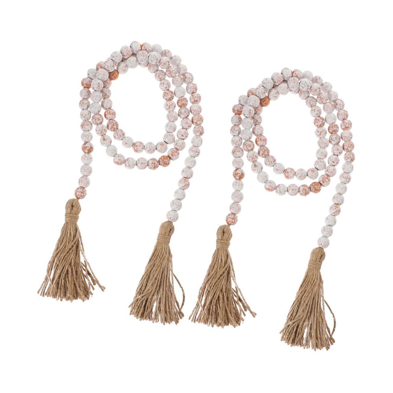 2 stücke Natürliche Holz Bead Garland Quasten Rustikalen Seil Dekor for Home Wand oder Tür