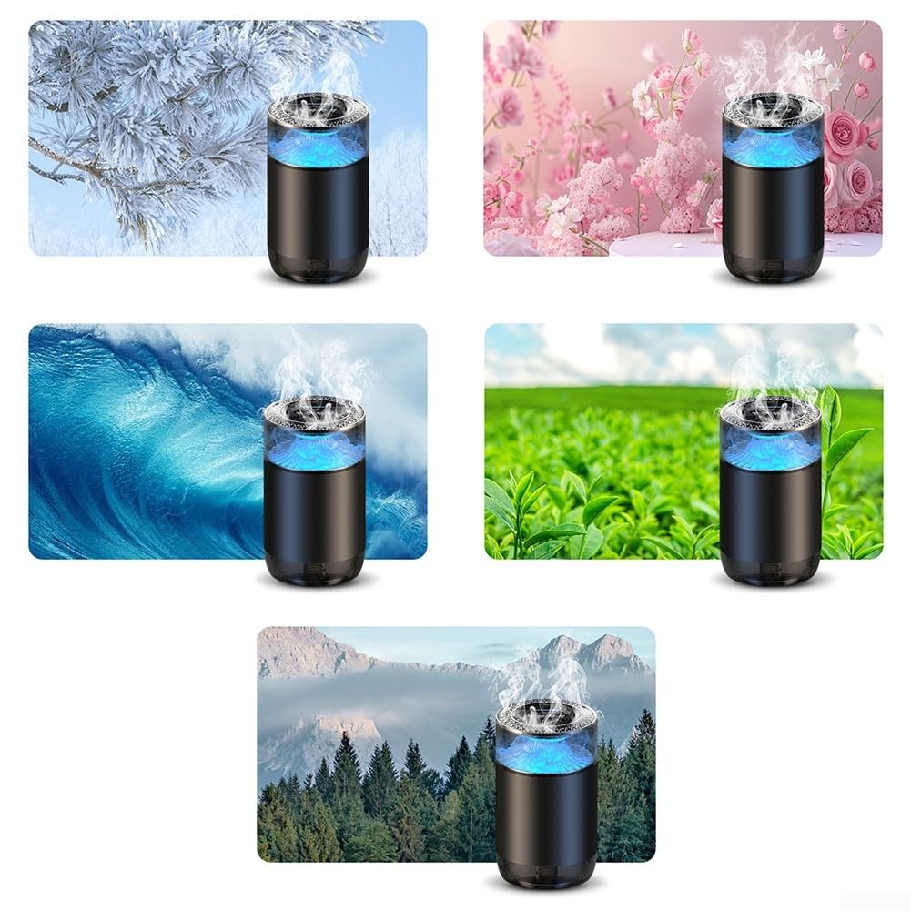 Sea Mountain Cloud Mist - Ambientador para coche, carcasa de aluminio, difusor de aroma con batería integrada y pantalla de capacidad de aceite (cedro)