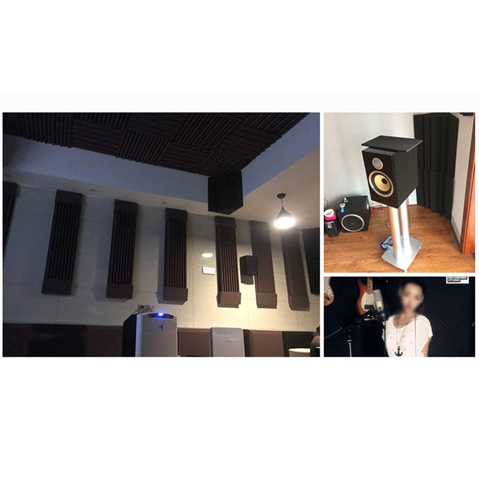 24 CM Akustyka Studiofoam Izolacja akustyczna, Ściana sufitowa Dźwiękochłonna Bawełna Łatwa instalacja Czarna pułapka basowa Pianka dźwiękochłonna (Czarny 12 * 12 * 24 CM) (Fioleto