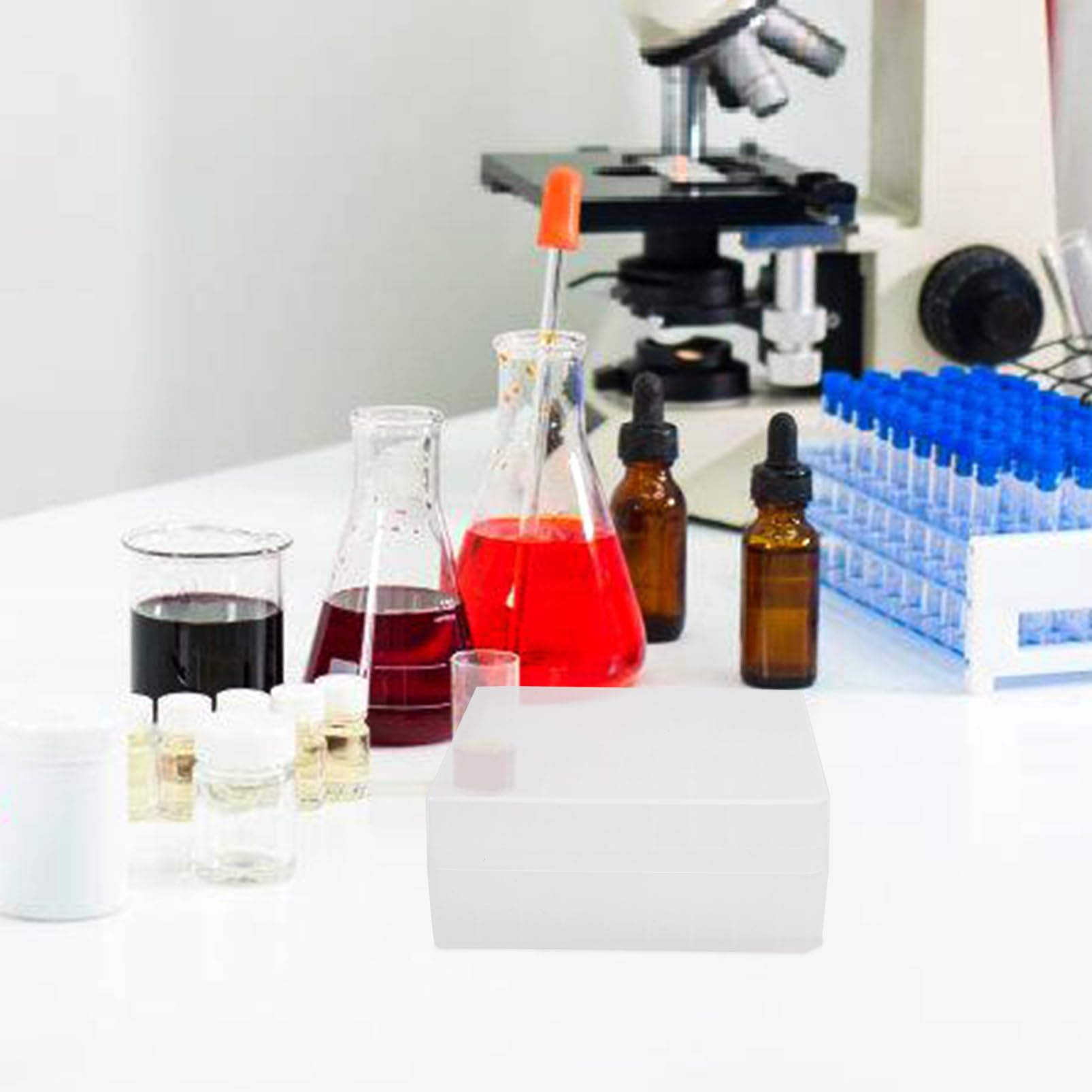 FUNOMOCYA 4pcs Box Test Tube Holder Small Tube Freezer Storage Box Freezer Storage Organizer 81 Grids