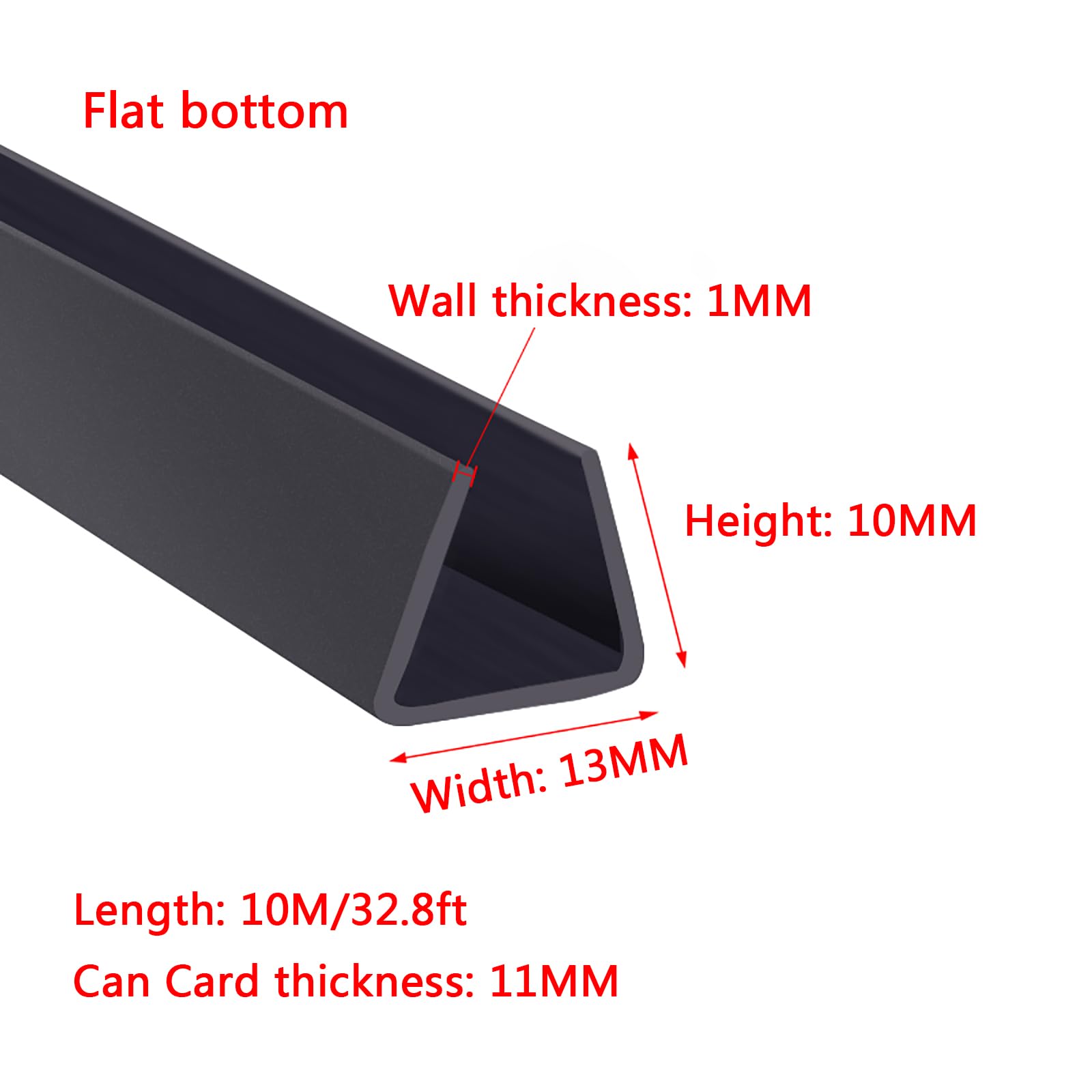 Kantenschutzleiste, Kunststoff-U-Profil, 10 m lange schwarze Gummidichtungsleiste, Kantenschutz for Blechbearbeitungsprojekte (z. B. Auto, Tür, Breite x Höhe)(10mm x 13mm)