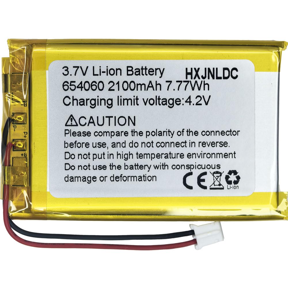HXJNLDC DC 3.7V 2100mAh 654060(704060) Rechargeable Lithium Polymer Replacement Battery for DIY 3.7-5V Electronic Products with Built-in 2-Wire