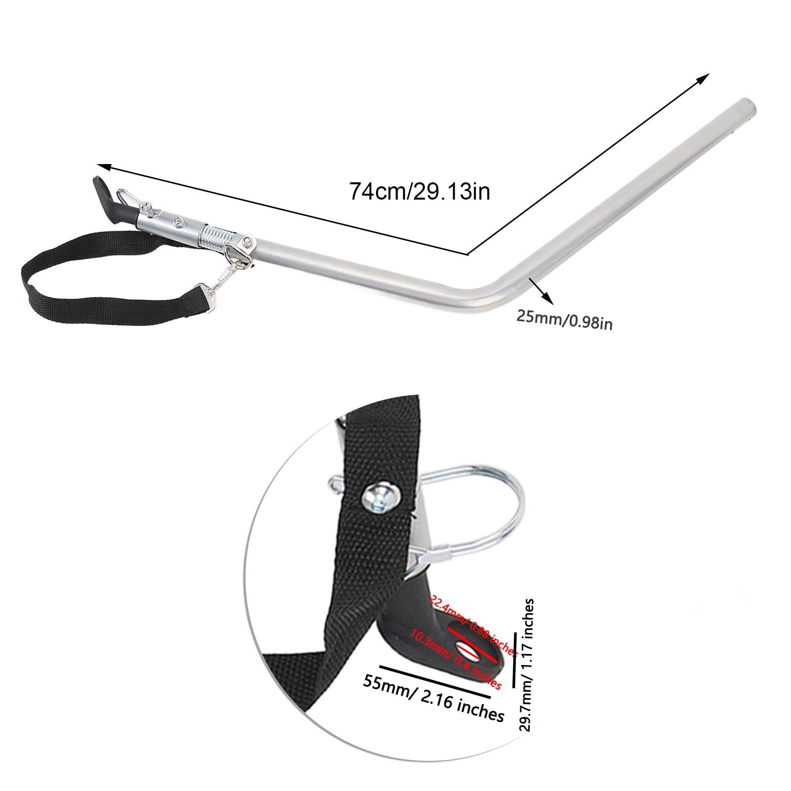 Fahrradanhänger-Kupplung, 740 mm Stahl-Fahrradanhänger-Kupplungsadapter mit oxidationsbeständiger Lackierung, universeller Verbindungsstecker für Kinderwagen und Tieranhänger