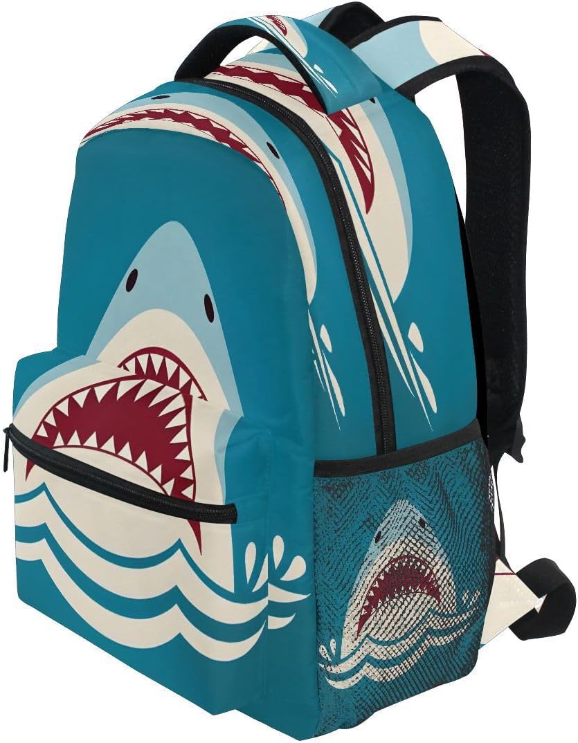 School Backpack Shark Tooth Teens Girls Boys Schoolbag Travel Bag