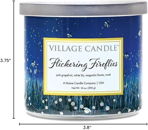Miniatura 7 de Village Candle Tazón de vidrio luminoso parpadeante de luciérnagas con 3 mechas, vela perfumada, 14 onzas