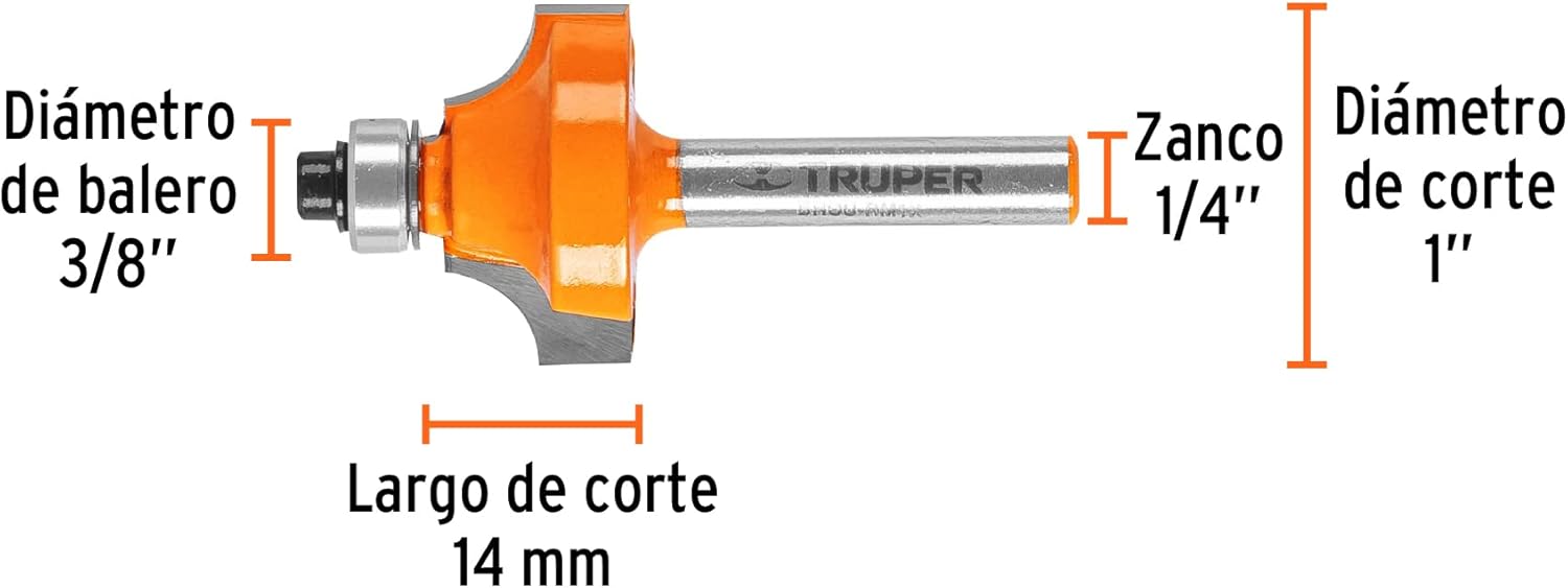 Bit router, rounded molding, 1 'balero